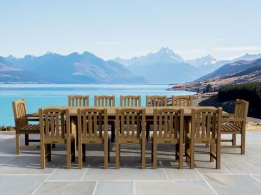 13-PC CHELSEA RECTANGULAR DOUBLE EXTENSION DINING TABLE SET