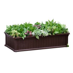 Outsunny Raised Garden Bed 48.5" Brown Planter Box for Outdoor Flowers Herbs Veggies & Fruits Patio Backyard