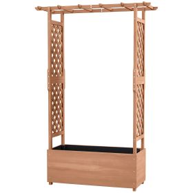 Outsunny Garden Planter with Trellis: Wooden Construction for Climbing Plants, Includes Drainage, 70.75" Height|