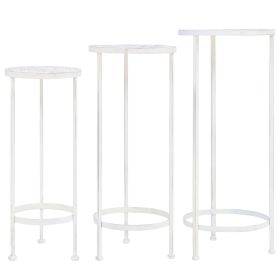 Plant Stand Set 3 Pieces Vintage Style Metal Antique White