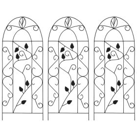 Plant Climbing Racks 3 pcs Black 15.7"x39.4" Iron