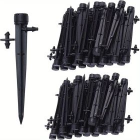20pcs/50pcs Drip Emitters Perfect For 4/7mm Tube PE Pipe; 8 Holes; Adjustable 360 Degree Water Flow Irrigation Drippers On Stake For Flower Bed; (Color: Black, Quantity: 20pcs)