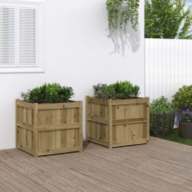 Garden Planters 2 pcs Impregnated Wood Pine (Color: Brown)