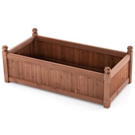46 x 24 x 16 Inch Rectangular Planter Box with Drainage Holes for Backyard Garden Lawn (Color: Brown)