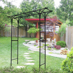 Metal Garden Arch Garden Arbor Trellis Climbing Plants Support Arch Outdoor Arch Wedding Arch Party Events Archway Black (Main Color: Black, Main Material: Metal)